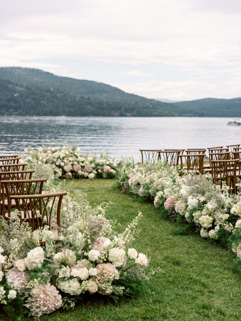 Lush white and pink wedding florals by Mum's Florals