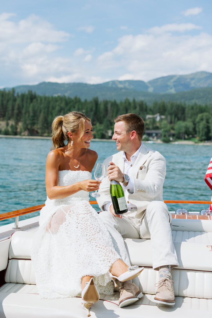 Tessa and Hunter at their Whitefish Montana wedding welcome party